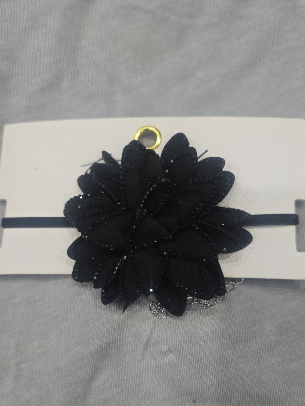 Free People Black Floral Hair Clip with Beaded Accents